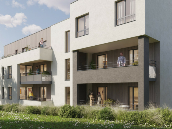 Appartement T3 67,69 m2 (2 chambres) neuf à vendre à Rédange – Terrasse de 11,49 m2 – Résidence Alter Ego