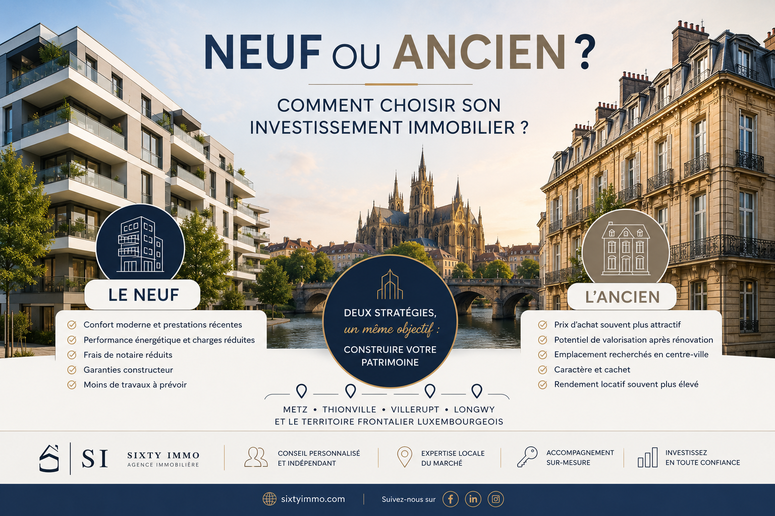 Investir dans l’immobilier neuf ou ancien à Metz, Thionville, Longwy ou Villerupt : quel est le meilleur choix ?